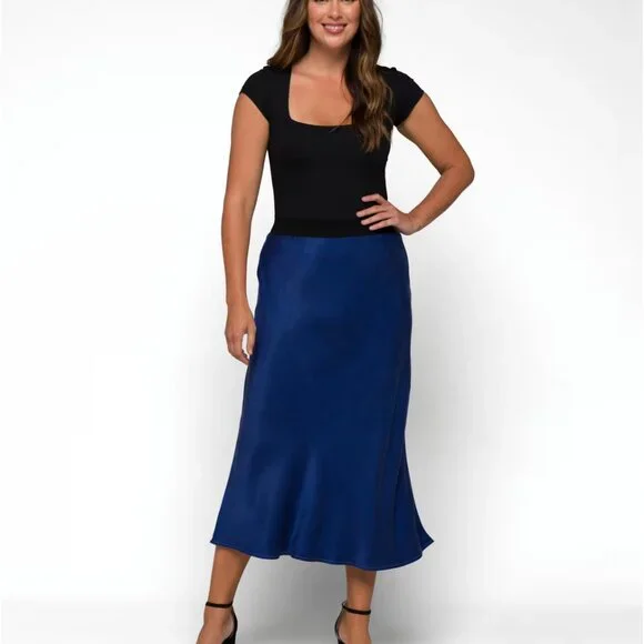 Bella Dahl Ada Elastic Waist Bias Skirt, size Large - Picture 3 of 6